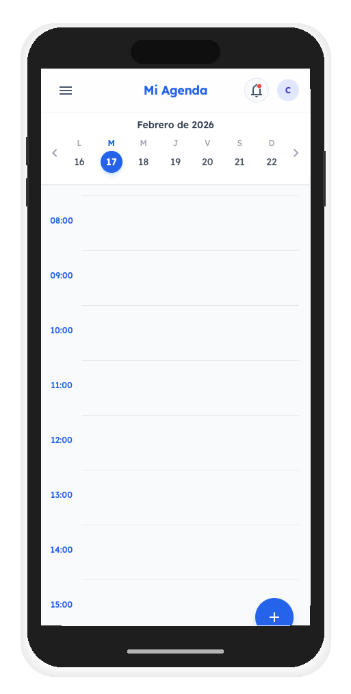 Pantalla real de la app SFE: agenda semanal con visitas programadas